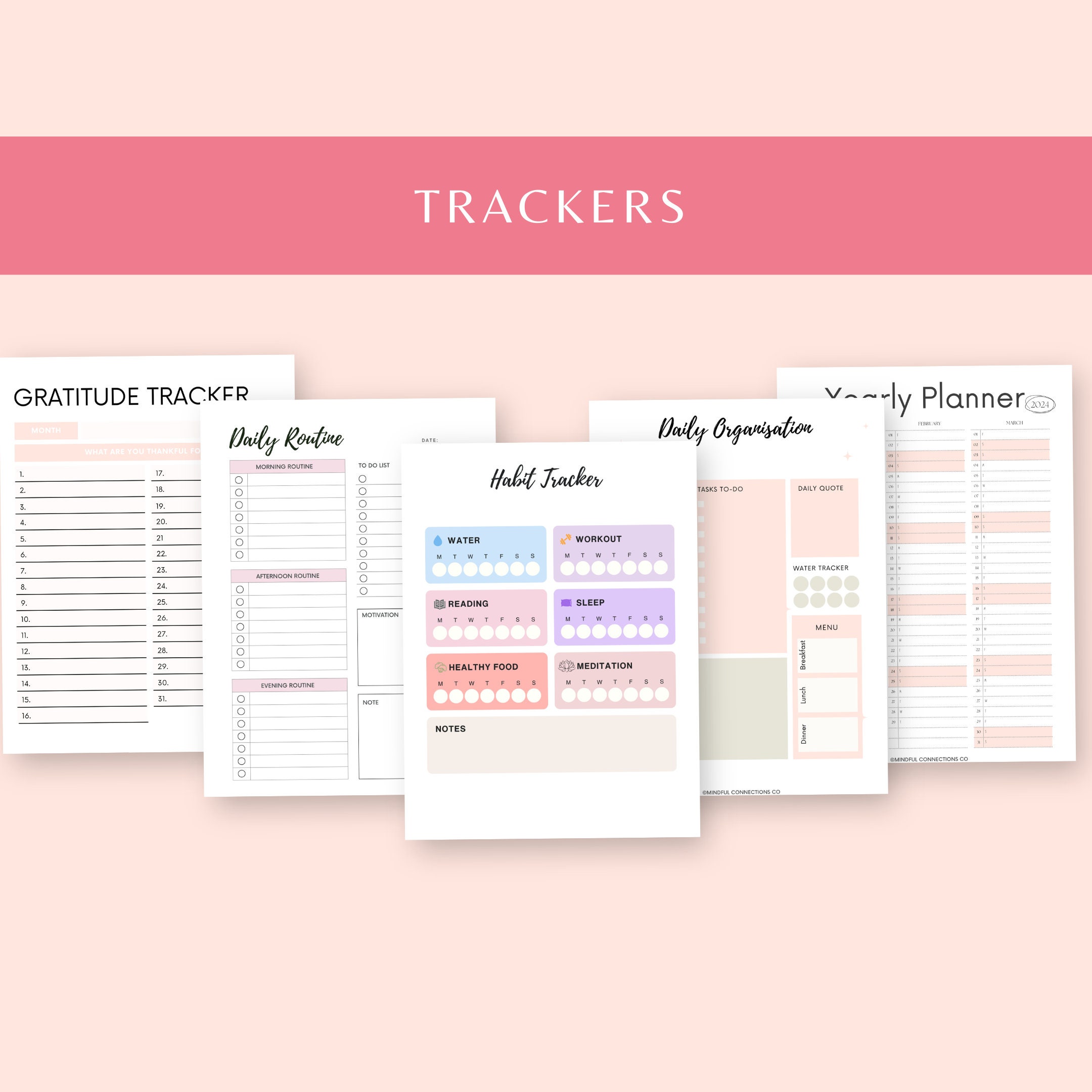 Self Care Planner Printable Wellness Journal Habit Tracker PDF Pages ...