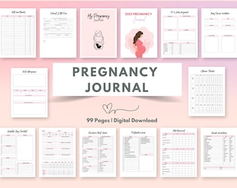 Journal de grossesse Journal Liste de contrôle pour sac d'hôpital Suivi hebdomadaire des vitamines prénatales Modèle de plan de naissance Planificateur de grossesse Essentiels pour la grossesse