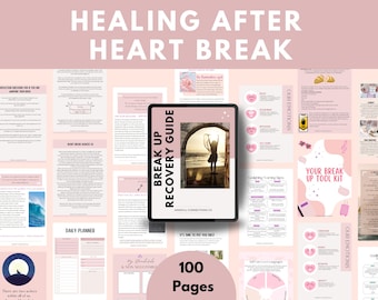 Heartbreak Healing Workbook Digital Self-Help Self-Care Planner Women Pink Aesthetic Emotional Support Journal Breakup Recovery Guide