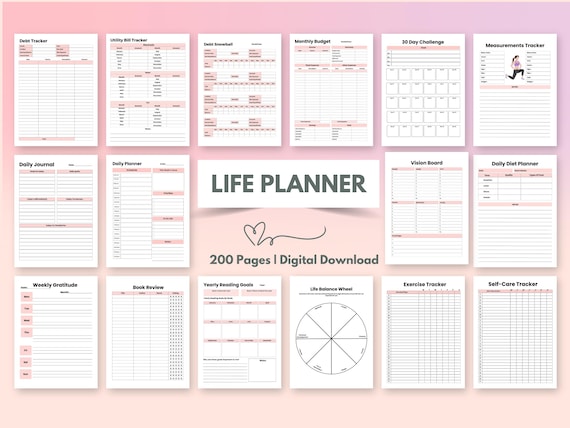 Daily Life Planner adhd Journal Organized Life Goal Planner Fitness Tracker Health Planner Home Management Health Tracker Family Planner