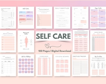 Self Care Planner Printable Wellness Journal Habit Tracker PDF Pages Self-Love Journal Fitness Tracker Time Management Goal Tracker
