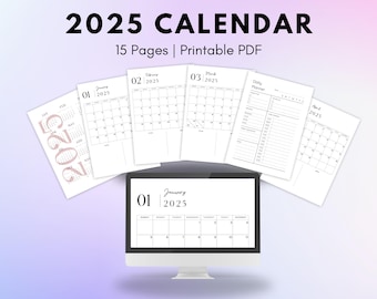 2025 Planning Monthly Calendar Life Organizer New Year Goals January 2025 Calendar 2026 yearly planner 2025 Diary 2025 Weekly Planner