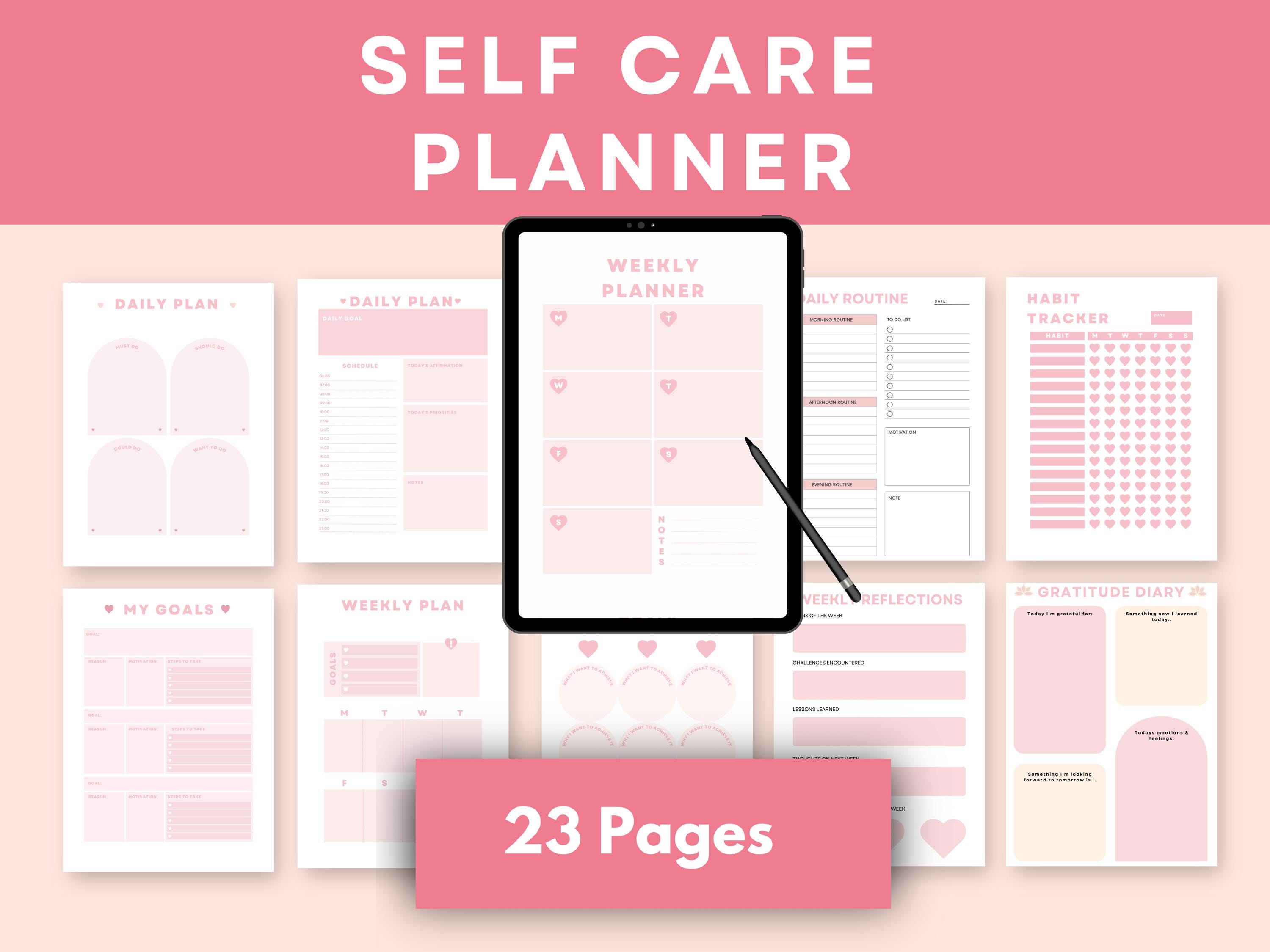 Self Care Planner Pink Wellness Journal Daily Gratitude Journal Habit ...