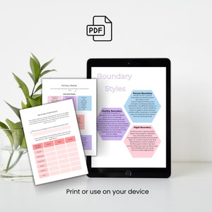 Setting Boundaries worksheets, boundary statements, healthy boundaries, assertive communication, communicating boundaries, DBT technique, boundary exploration, understanding your needs & values, boundary styles.
