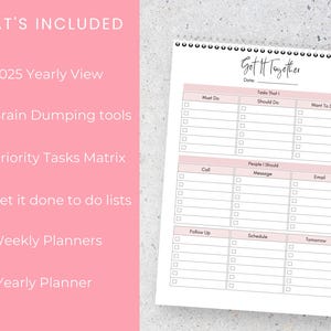 32 page Brain Dump Planner great for anyone with ADHD to use as a weekly Planner and Thought Organiser. comes with  Daily To do List and Priority Matrix and can be used as aADHD thought Journal for Mental Clarity Thought Journal