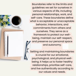 Setting Boundaries worksheets, boundary statements, healthy boundaries, assertive communication, communicating boundaries, DBT technique, boundary exploration, understanding your needs & values, boundary styles.