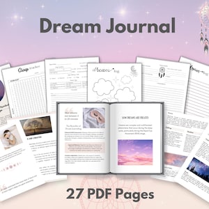 Droomdagboek Bullet Journal-pagina's Lucide droominterpretatie Slaaptracker Droom uitgelegd slaaphygiëne Droomdagboek dagboeksjabloon