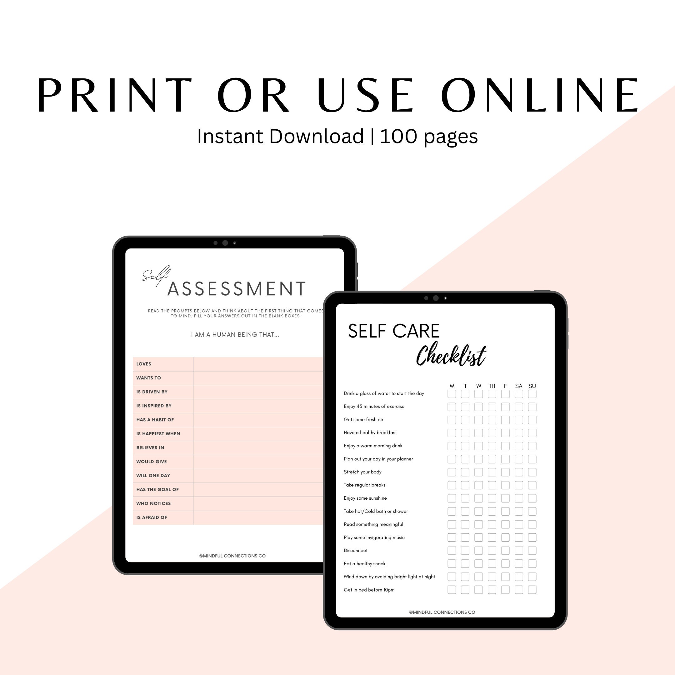 Self Care Planner Printable Wellness Journal Habit Tracker PDF Pages ...