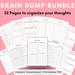 32 page Brain Dump Planner great for anyone with ADHD to use as a Daily Planner and Thought Organizer. comes with  Daily To do List and Priority Matrix and can be used as aADHD thought Journal for Mental Clarity Thought Journal