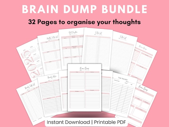 Brain Dump Journal ADHD Daily Planner Thought Organizer Daily To do List Priority Matrix ADHD thought Journal Mental Clarity Thought Journal
