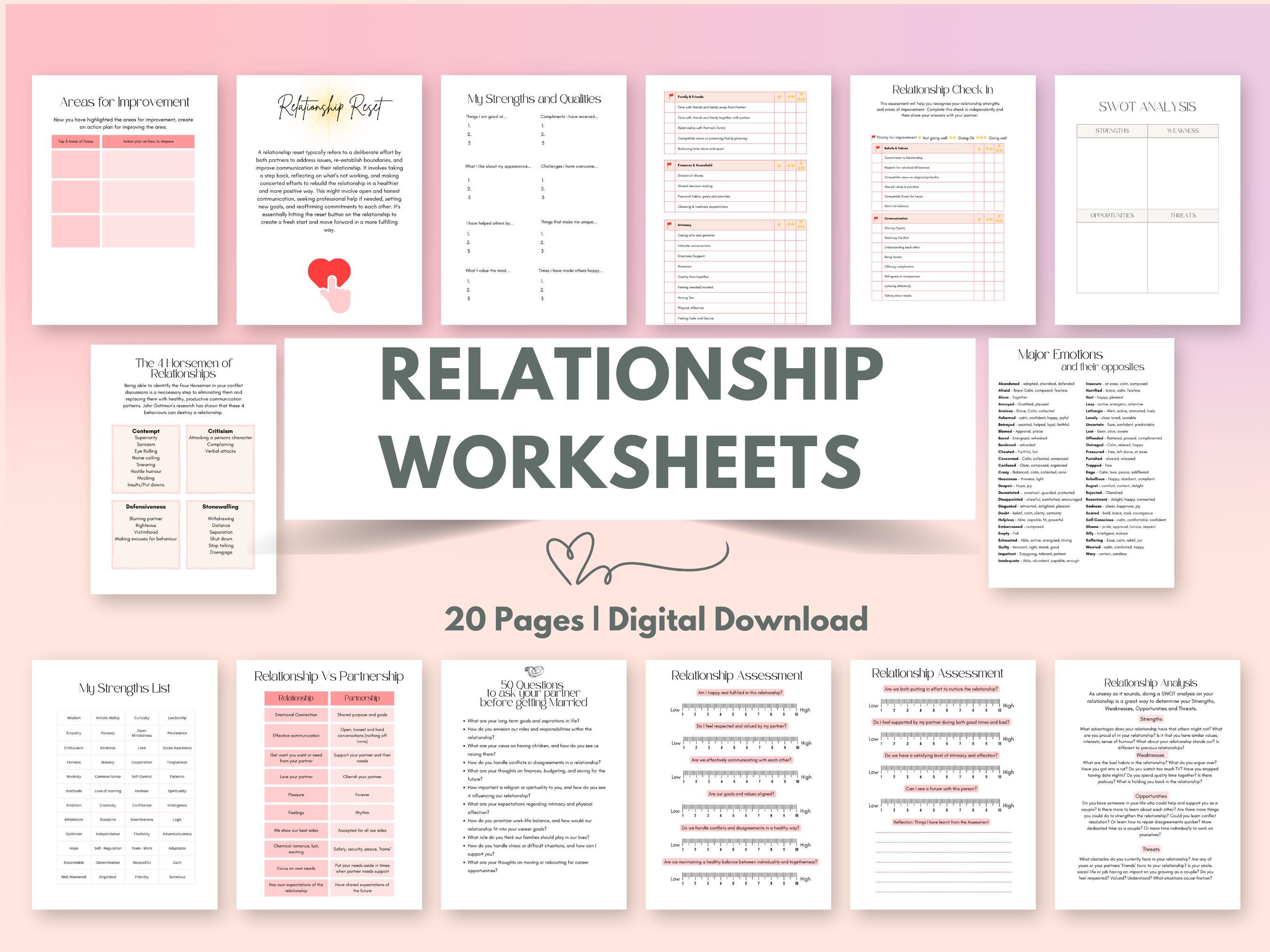 Couples Therapy Worksheets Healthy Relationship Tools Couples Counselling Healthy Relationship Worksheet Marriage Worksheet Healthy Marriage