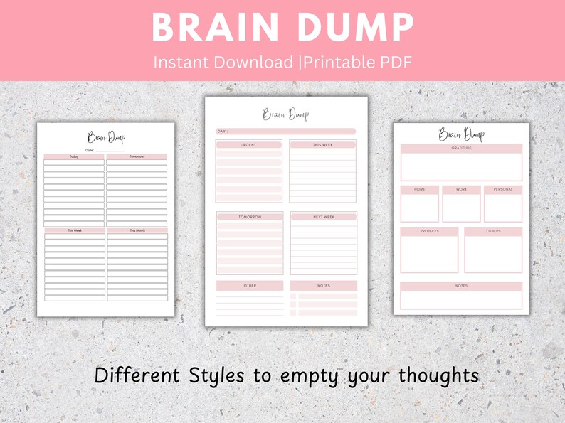 32 page Brain Dump Planner great for anyone with ADHD to use as a Thought Organizer and thought tracker. comes with  Daily To do List and Priority Matrix and can be used as aADHD thought Journal for Mental Clarity Thought Journal