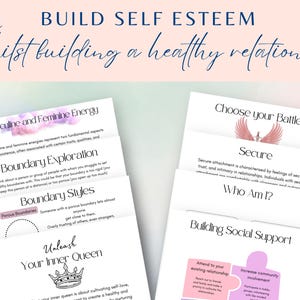 Relationship guide for improving your relationship, boundaries, boundary setting, daily journal prompts, date night ideas, gratitude journal,  self-improvement, self esteem, divorce therapy workbook, marriage separation worksheets