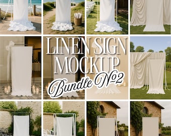 Linen Sign Mockup Bundle: Wedding & Event Realistic Display (JPEG Files)