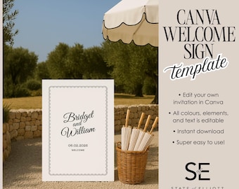 Modern Wedding Welcome Sign Canva Template: Marmont Design (Digital File 24x36 & A1 Size )