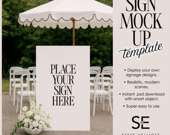 Wedding Welcome Sign Mockup: Realistic Modern Freestanding Sign PSD (Digital Download)