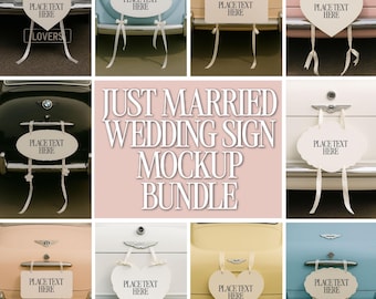 Wedding Car Mockup Bundle: Just Married Sign Designs (10 JPG Files)