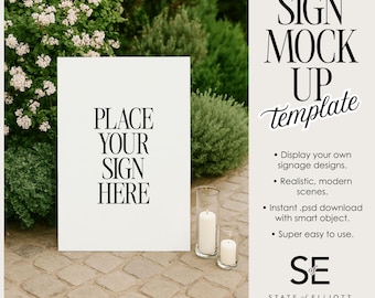 Garden Wedding Sign Mockup: A1 Freestanding PSD Template (Digital Download