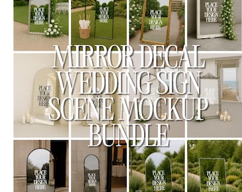 Wedding Welcome Sign Mockup Bundle: Realistic Mirror Signage, 12 JPEG Scenes