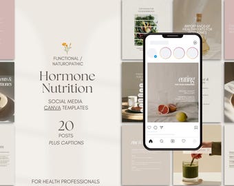 Hormone Nutrition Instagram Templates: Naturopath Social Media (Canva)
