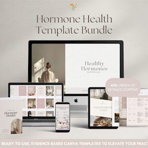 Ensemble de modèles Canva pour la santé hormonale : réseaux sociaux, ebook, masterclass