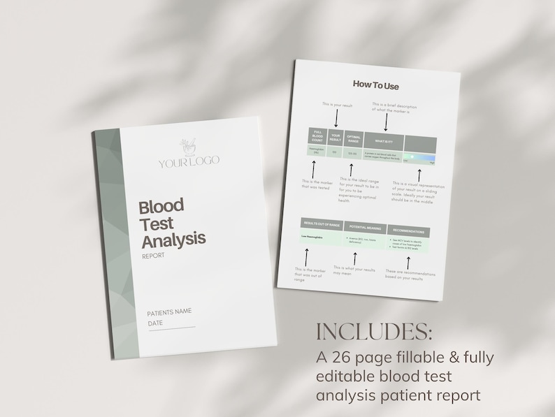 Pathology Query Template Pathology / Blood Test Analysis | Patient Report | Canva Template | for ...