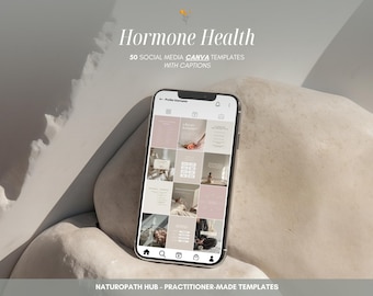 50 Hormone Instagram Posts Canva Template | Pink Women's Health Social Media | Naturopath Content | Editable