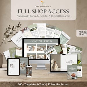 Naturopath, Nutritionist Canva Template Library - Handouts, Meal Plans, Social Media, Masterclasses, Clinical Tools