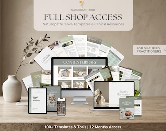 Naturopath Canva Templates | Functional Medicine & Nutritionist Content Bundle |  Practitioner Social Media and Clinical Resources