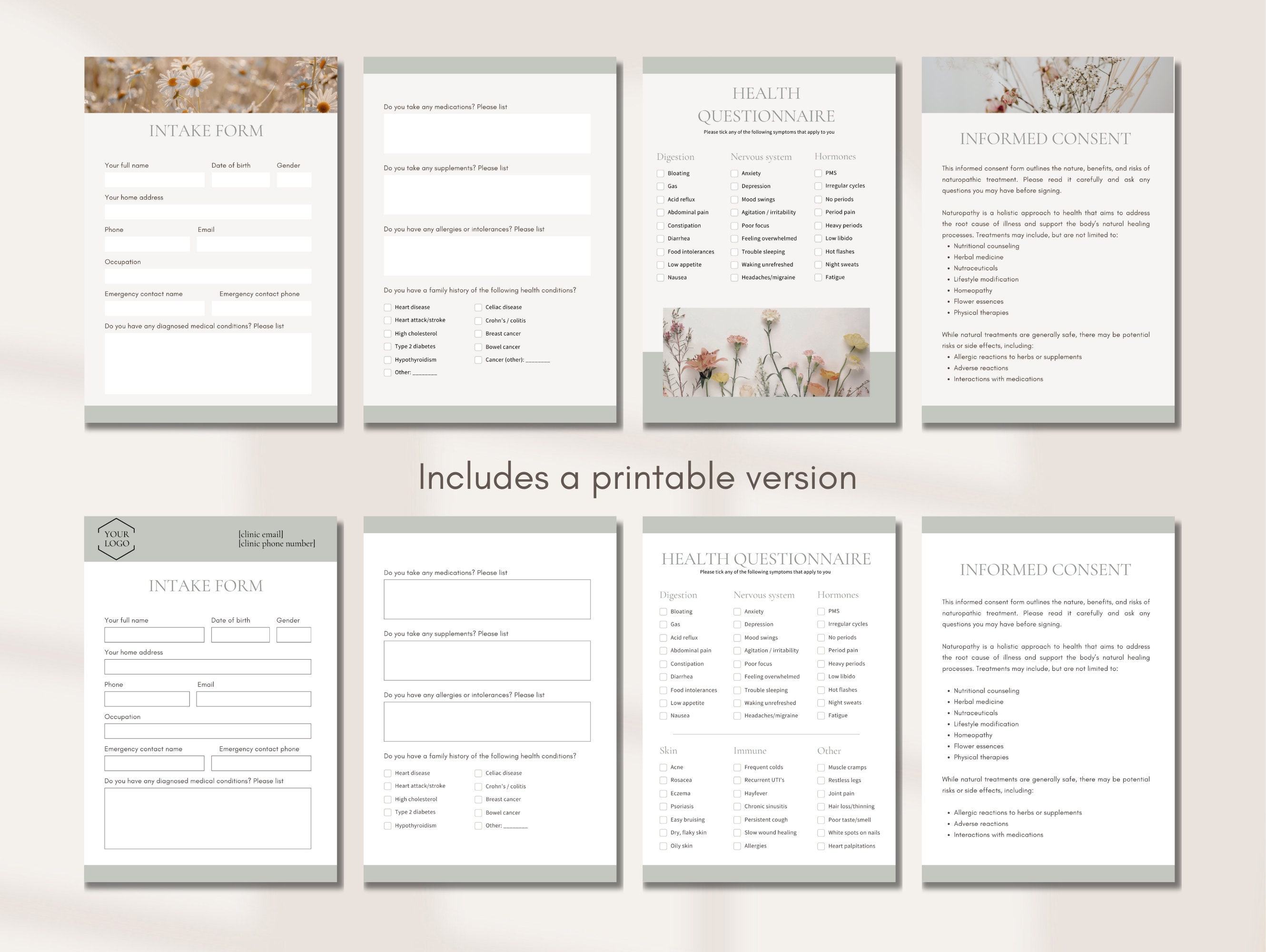 Naturopath Client Intake Form | Informed Consent | Editable | Canva ...