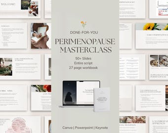 Perimenopause Masterclass - Premade Client Presentation With Slides, Script & Workbook. For ND's, Naturopaths, Nutritionists