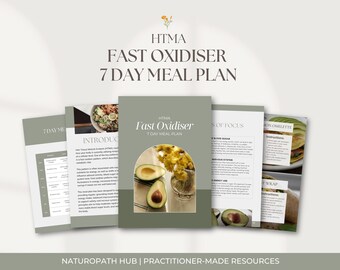 HTMA Fast Oxidiser 7 Day Meal Plan - Editable Canva Template - For Naturopaths, ND's, Nutritionists