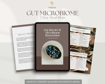 Gut Microbiome Meal Plan, Leaky Gut, Dysbiosis, IBS, Canva Template, For Naturopaths, Nutritionists, Practitioners