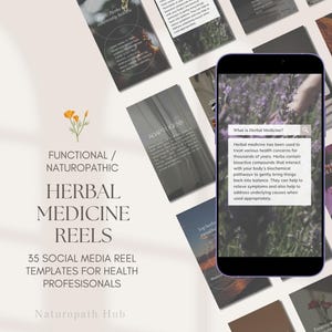 Herbal Medicine Instagram Reels | 35 educational posts | Editable | Canva Template | For Naturopaths, Herbalists