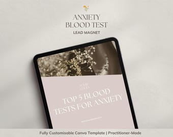 Anxiety Blood Test Lead Magnet, Booklet, Editable, Canva Template, Naturopath, Nutritionist, Functional Medicine Practitioner