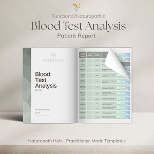 Pathology / Blood Test Analysis |  Patient Report | Canva Template | For Naturopaths, Health Professionals