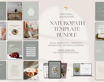 Naturopath Canva Template Bundle - Social media, Masterclass, Handouts, Functional Pathology, Treatment Plan