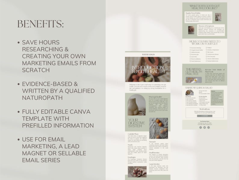 Gut health email series canva template