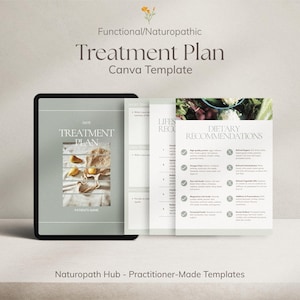 Plantilla de Canva para plan de tratamiento, totalmente personalizable, para naturópatas, nutricionistas y otros profesionales de la salud.