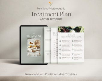 Treatment Plan Canva Template, Fully Customisable, For Naturopaths, Nutritionists, Other Health Professionals
