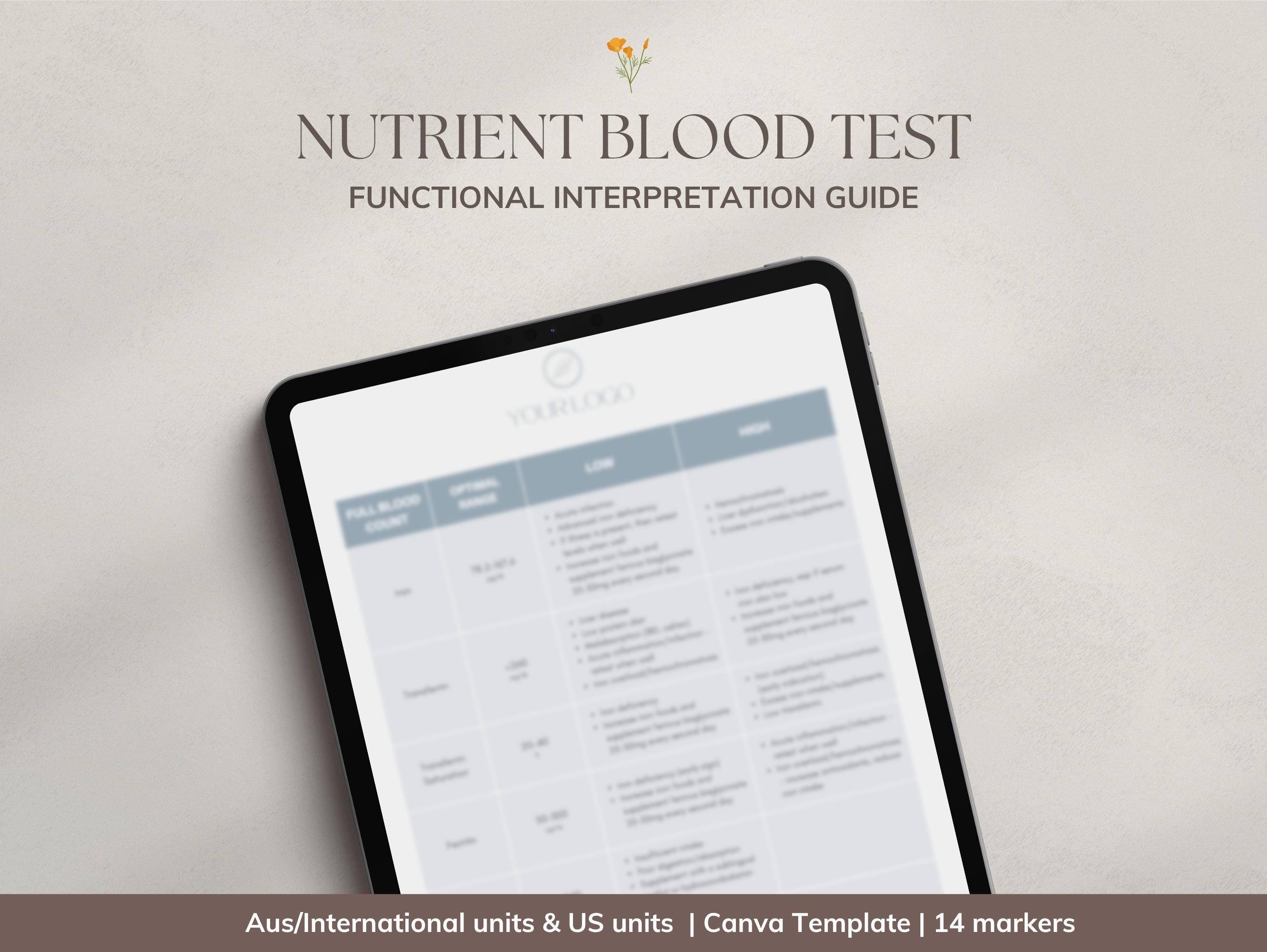 Functional Lab Ranges Pdf Nutrient Blood Test Interpretation Guide | Vitamin and Mineral Lab ...