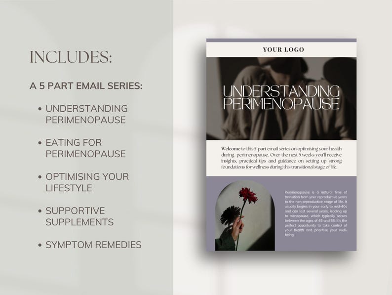 Perimenopause email marketing canva template