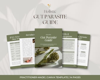 Guía sobre parásitos intestinales: Plantilla de Canva de 14 páginas para naturópatas y otros profesionales de la salud