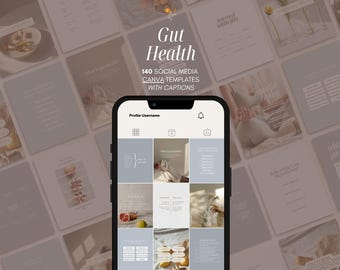 Gut Health Social Media Canva Templates | For Naturopathic Doctors, Nutritionists, Functional Health Professionals | Blue