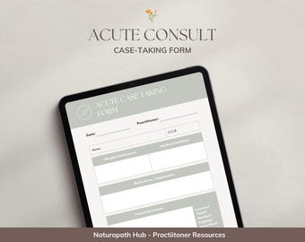 Acute Consultation Case Taking Form | Naturopath & Nutritionist | Health Food Store | Pharmacy