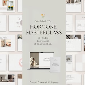 Clase magistral sobre hormonas, seminario web, presentación, taller, curso, listo para usar, plantilla Canva, PowerPoint, para naturópatas y nutricionistas