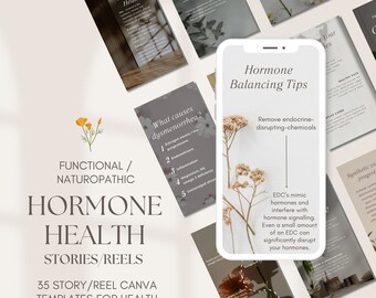 Hormone Health Stories / Reels | 35 educational posts | White Label | Editable | Canva Template | For Naturopaths, Nutritionists