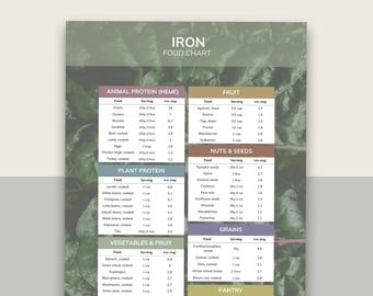 Iron Food Chart - Digital Canva Template - Printable