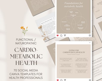 Cardiometabolic Health Social Media Posts: Naturopath Canva Templates