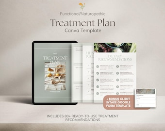 Treatment Plan Canva Template, Fully Customisable, For Naturopaths, Nutritionists, Other Health Professionals